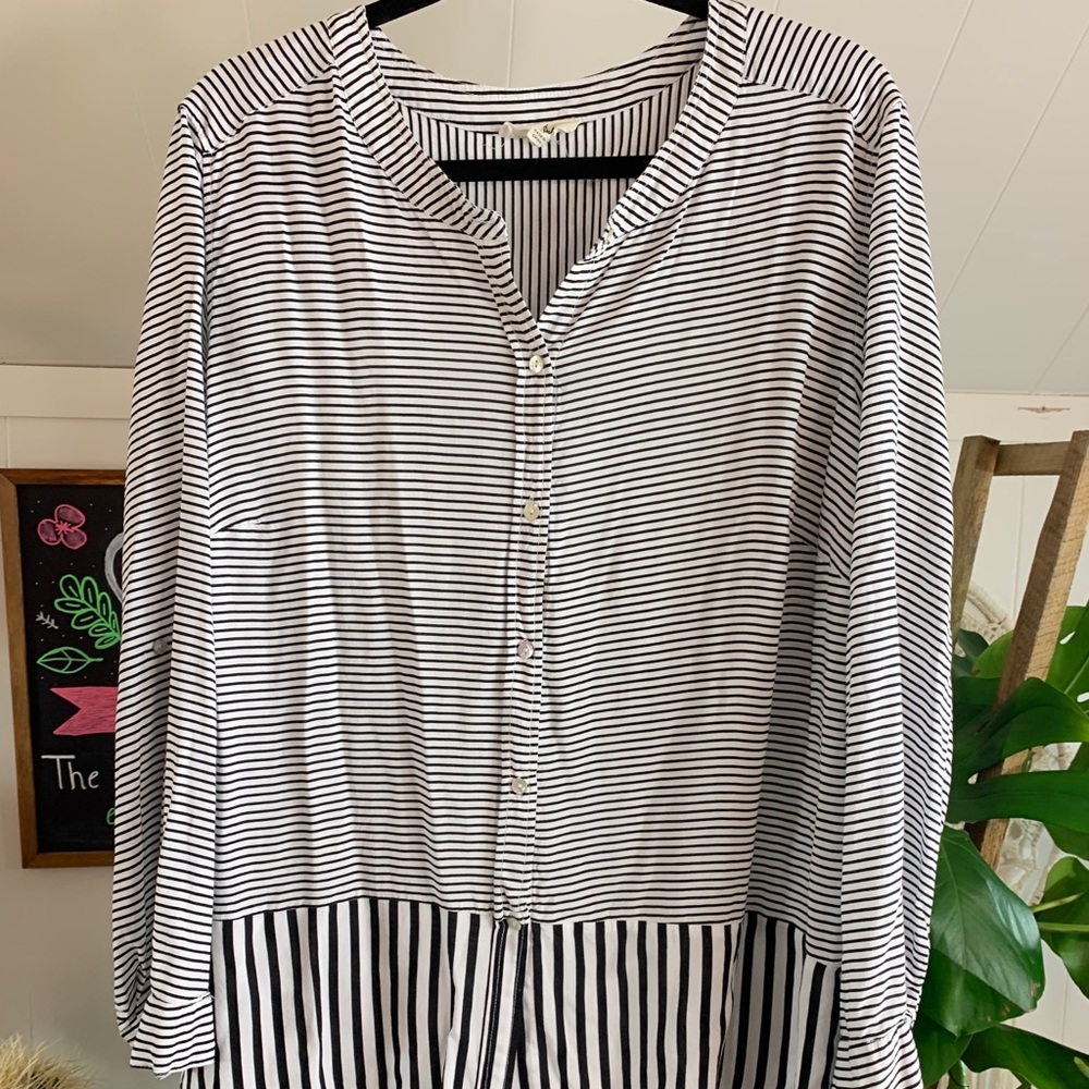 Striped Button Down Blouse